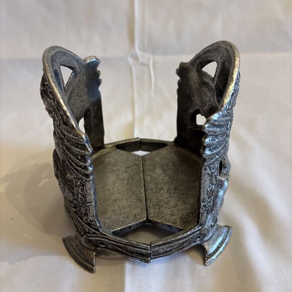 Carson 1999 Pewter Round Candle Holder Cherub Angel Bunny Rabbit Ivy 5 X 4.5 In - Picture 5 of 12